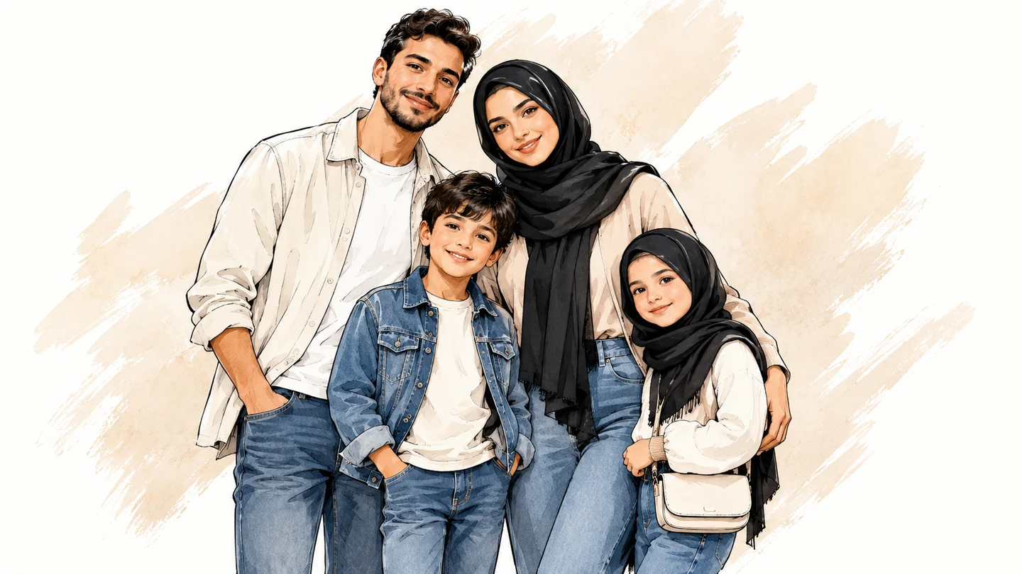 بورتريه توضيحي دافئ لطفل صغير